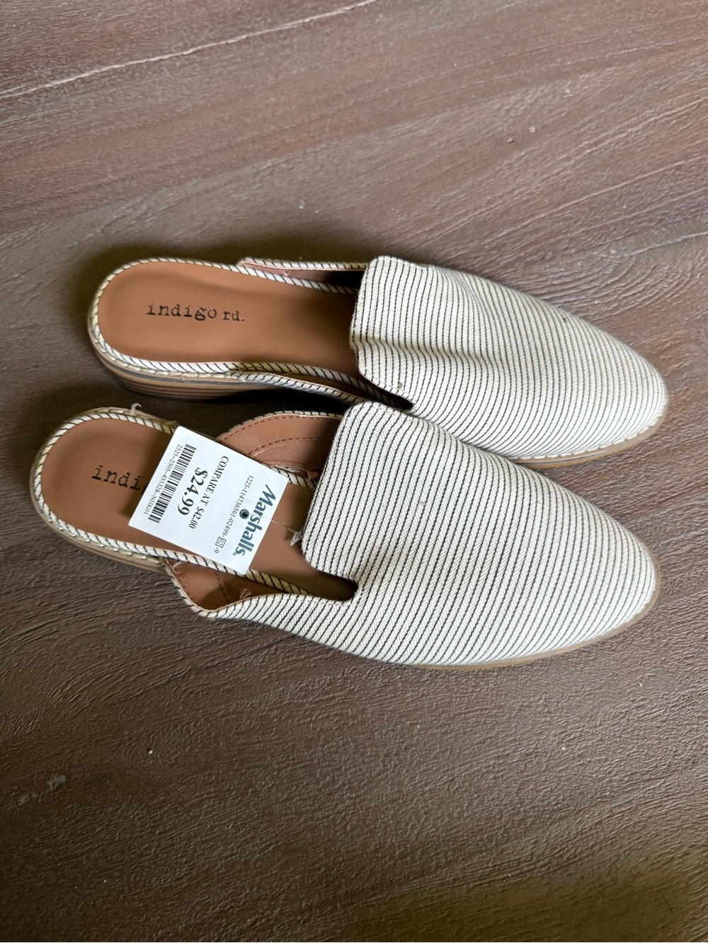 Indigo Cream and Black Striped Slip-On Mules